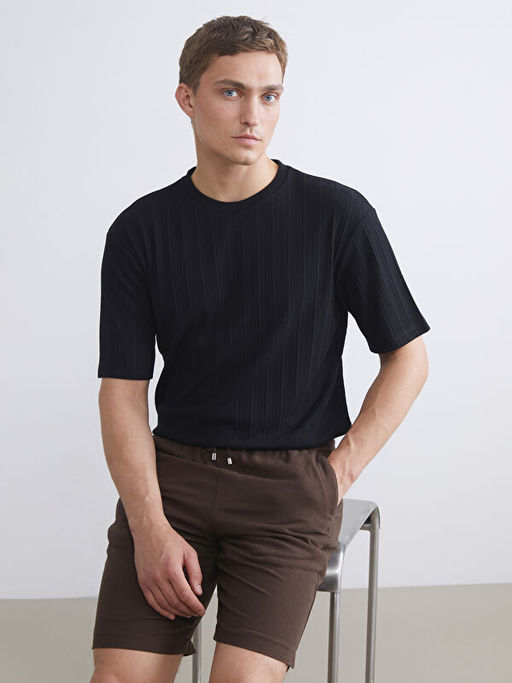 Bisiklet Yaka Erkek Dokulu Ti??rt