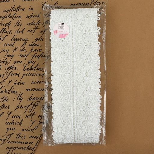 Кружево гипюровое, 80 мм, 6.8±0.5 м, цвет белый