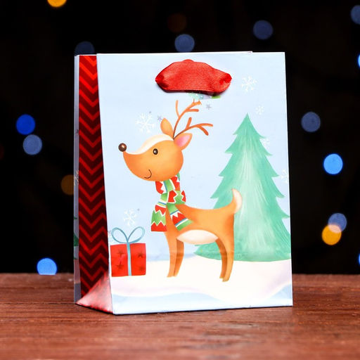 Цена за 12 шт. Пакет ламинированный Рождественский олень 11,5 х 14,5 х 6 см - Simaland фото 3