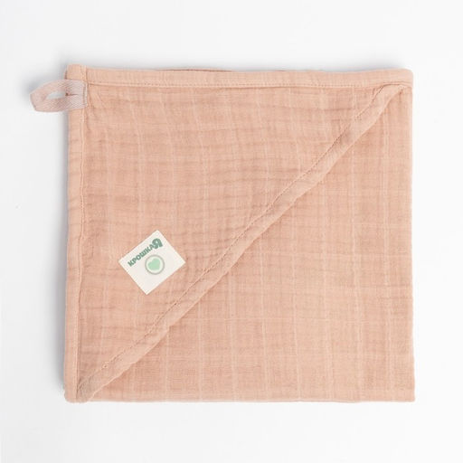 Полотенце уголок муслиновое Крошка Я, 75х75 см, цвет пудровый, 100% хлопок, 3-сл, 180 гр/м2  фото 8