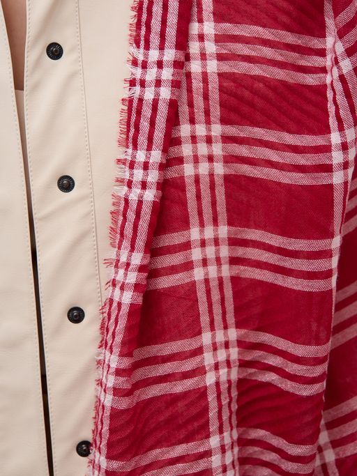 ХЛОПОК ВИСКОЗА Большой, красивый двусторонний палантин с необычной выработкой по всему полотну изделия - Tantino фото 4