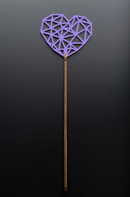 Топпер 5 шт "Сердце" №50, лиловый, фанера (80*66*4 мм)