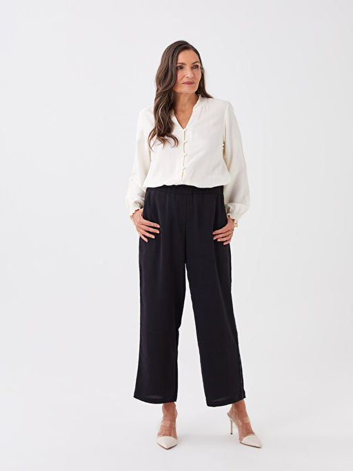 Ka??k Yaka D?z Uzun Kollu Kad?n G?mlek