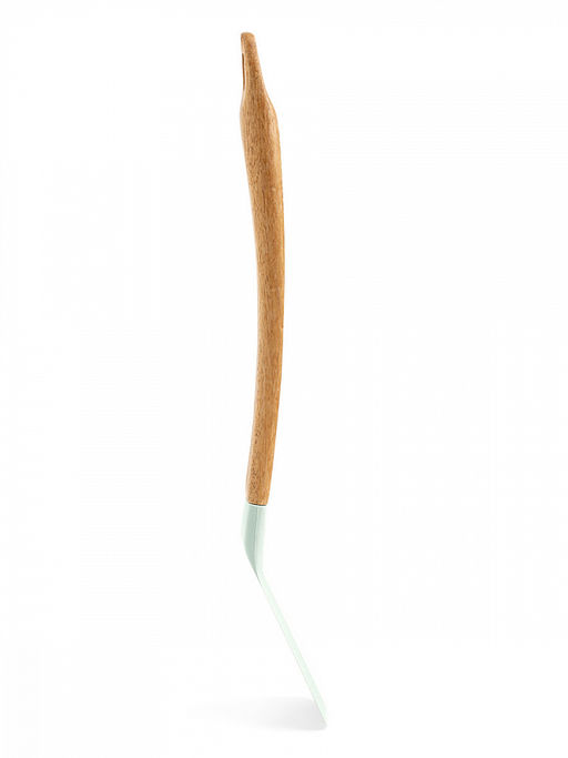 Лопатка силиконовая с прорезями 34x7,5x1,6 мятный силикон, дерево акации - Denastia фото 4