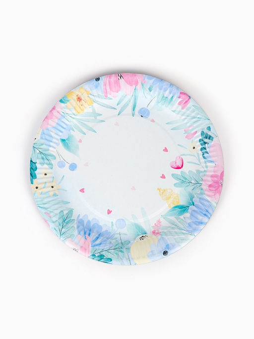 Цена за 12 шт. Тарелка одноразовая бумажная «Весенние цветы», 23 см