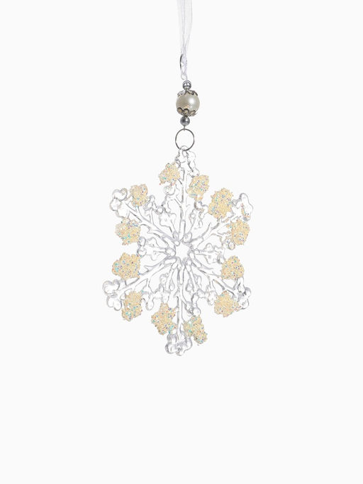 Цена за 2 шт. Ёлочная игрушка Зимнее волшебство. Снежинка ажурная, d=12 см, прозрачный, МИКС фото 11