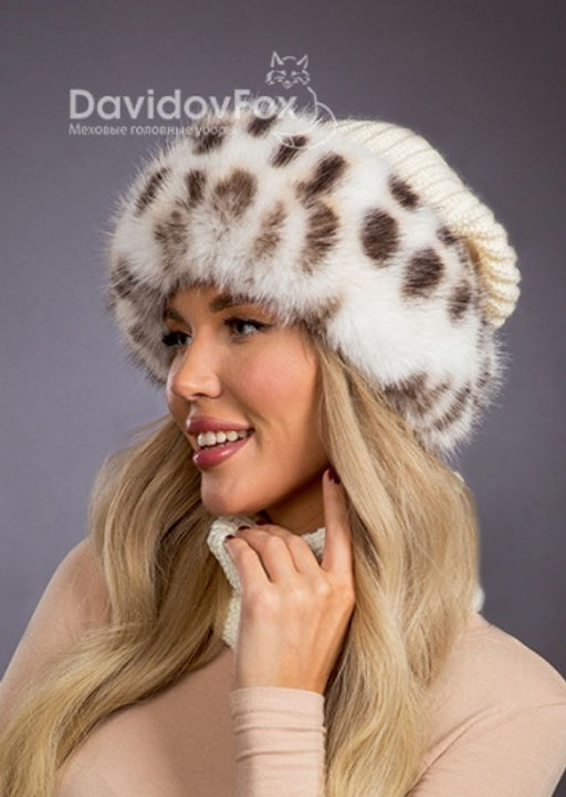 Шапка Ника экомех трикотаж рысь