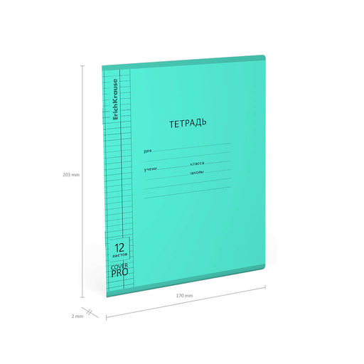 Цена за 10 шт. Тетрадь школьная ученическая с пластиковой обложкой на скобе ErichKrause Классика CoverPrо fizzy, Vivid бирюзовый, A5+, 12 листов, клетка  фото 34