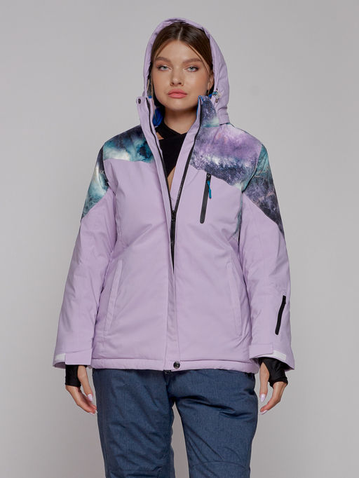 Горнолыжная куртка женская зимняя великан фиолетового цвета 2263F - Chunmai фото 3