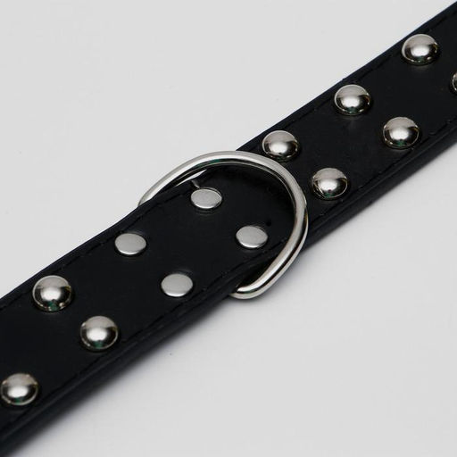 Ошейник клёпаный в 2 ряда, 65 х 3,4 см, ОШ 50-60 см, чёрный - Пижон фото 5