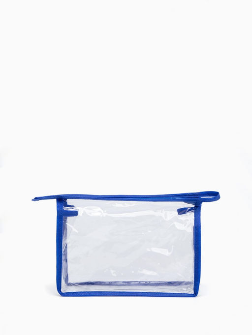 Цена за 2 шт. Косметичка на молнии, треугольная, средний размер, синяя/прозрачная