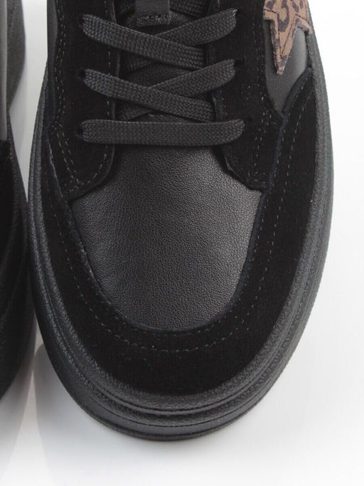 03-YE475-1 BLACK Кроссовки женские (натуральная кожа)