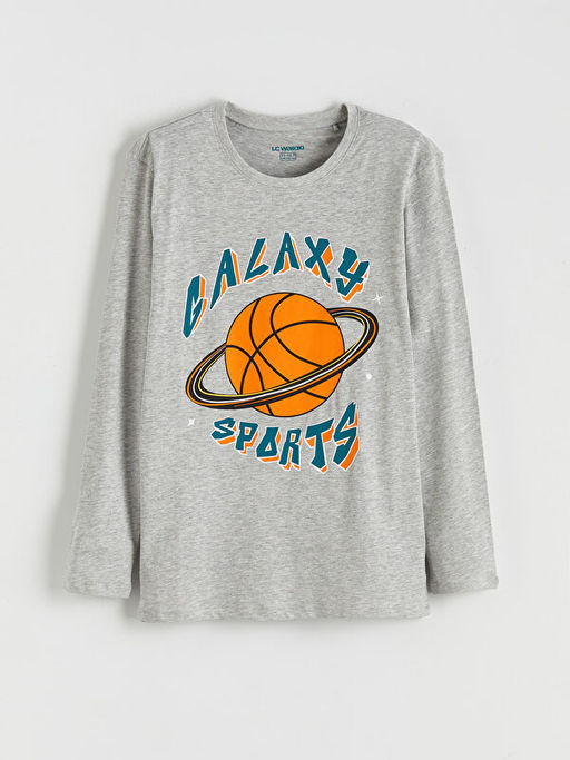 Bask?l? Erkek ?ocuk Pijama Tak?m?