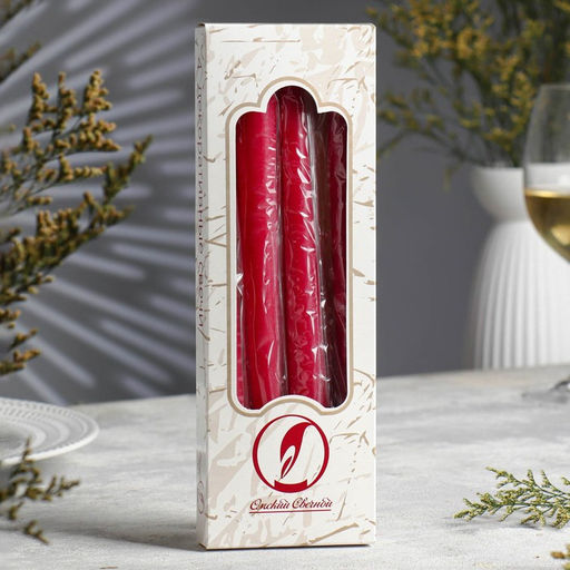 Набор свечей античных, 2.3×24.5 см, 5 ч, 55 г, 4 шт., малиновая