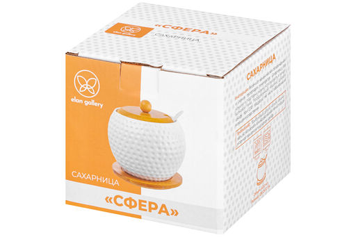 Сахарница Elan Gallery Сфера 620 мл с ложкой и деревянной крышкой на подставке  фото 14