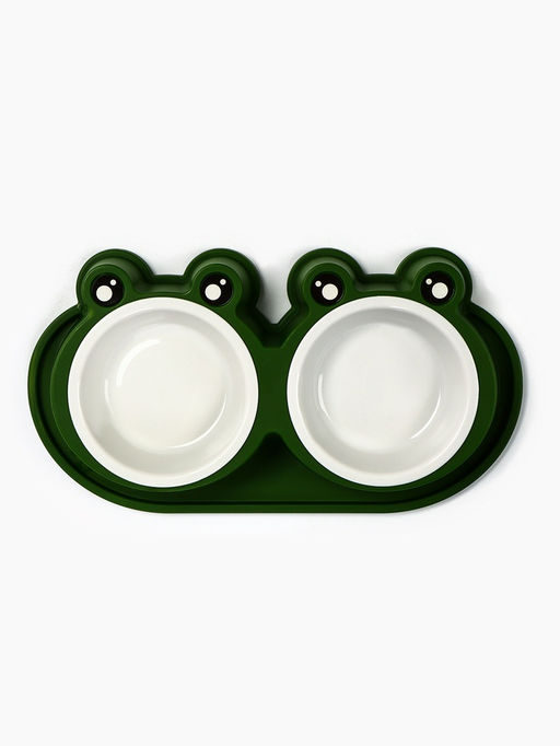Миска двойная фигурная 29,5 х 14 х 4 см, зелёная