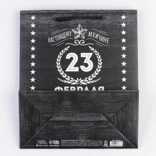 Цена за 2 шт. Пакет подарочный ламинированный, упаковка, «С 23 февраля», ML 23×27×11.5 см