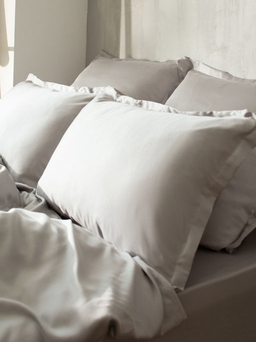 Простыня на резинке 2-спальная SL Home Tencel, 180×200+30 см, светло-серая, тенсель