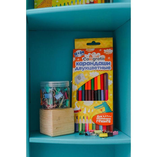 Карандаши Calligrata, цветные, двусторонние, 24 цвета, 12 шт., трёхгранные, деревянные