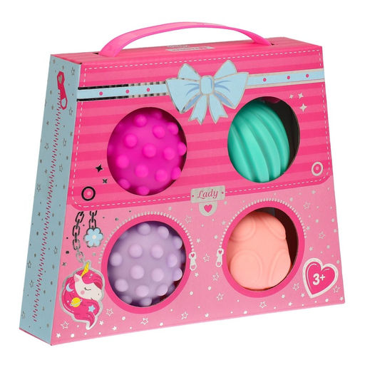 Развивающие тактильные мячики Крошка Я «Сумочка», с пищалкой, в наборе 4 шт.