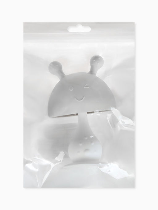 Прорезыватель для зубов с погремушкой 4 в 1 «Зайка», силикон, серый