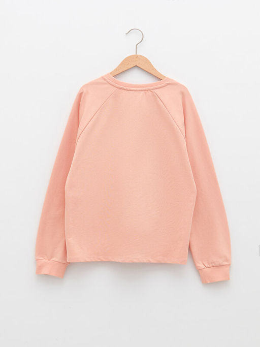 Bisiklet Yaka Bask?l? Uzun Kollu K?z ?ocuk Sweatshirt - Waikiki фото 2