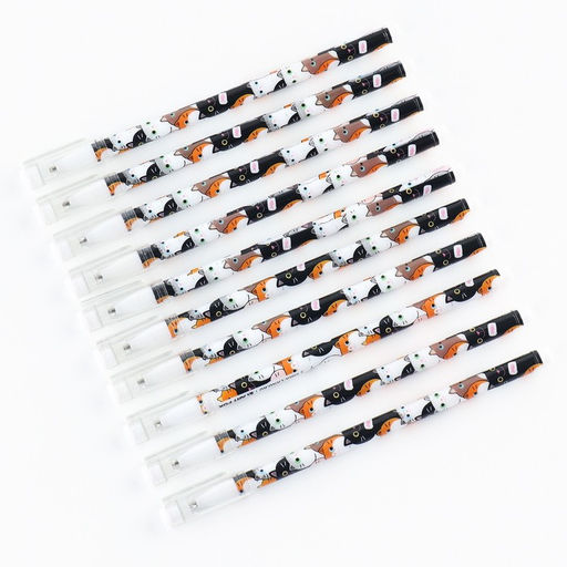 Цена за 10 шт. Ручка шариковая синяя паста 0.5 мм с колпачком «Котики» пластик