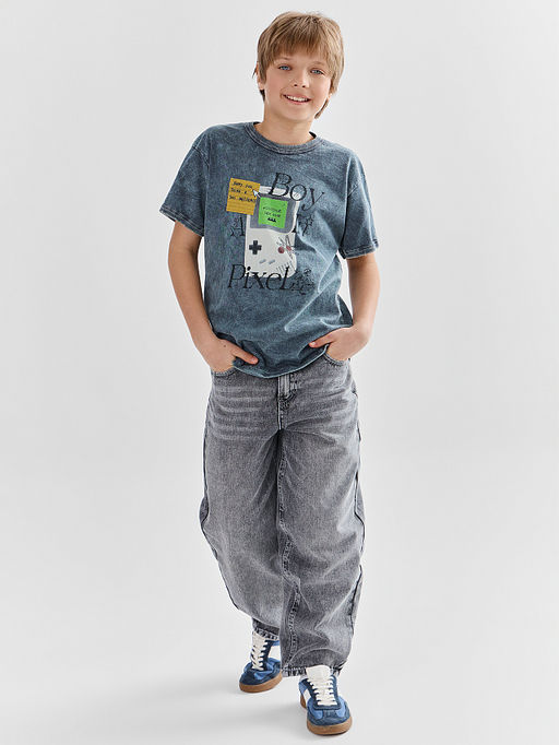 Футболка для мальчиков серая с принтом - Mark formelle фото 2