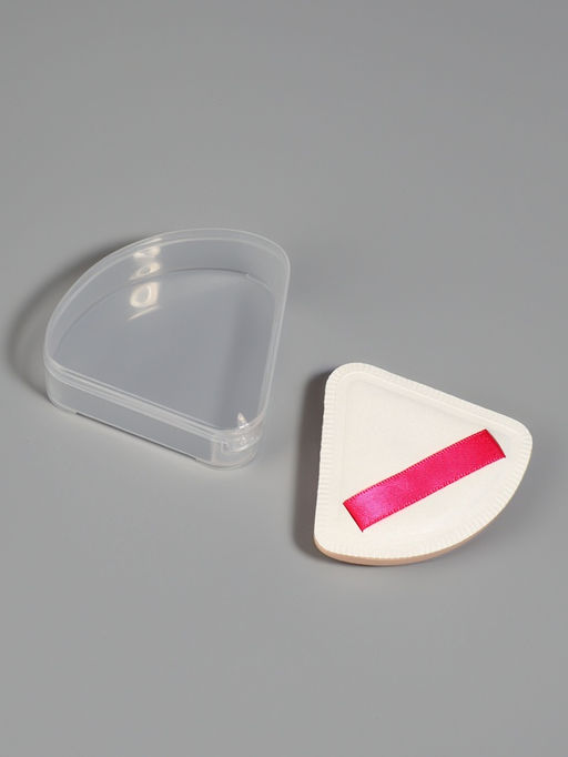 Спонж для макияжа, с держателем, d=5 см, в футляре, треугольный, бежевый