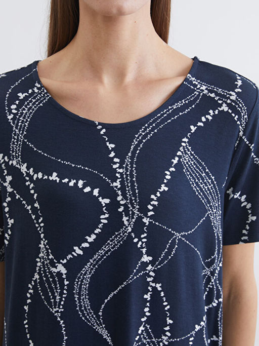 Bisiklet Yaka Desenli Elbise