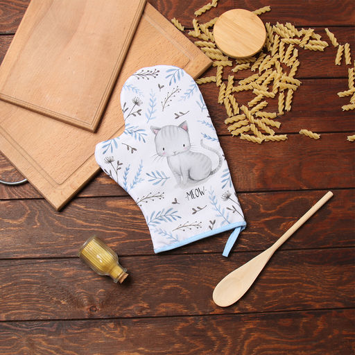 Варежка-прихватка Доляна Котенок 20х28 см, 35% хл, 65% пэ, ватин 250 г/м2  фото 5