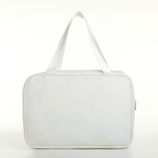 Косметичка-сумка на молнии, большая, с ручками, белая - Simaland фото 2