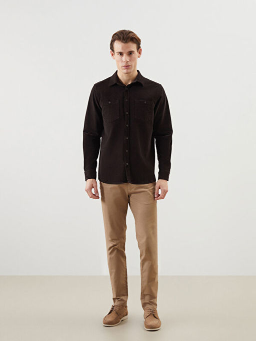 Regular Fit Uzun Kollu Kadife Erkek G?mlek