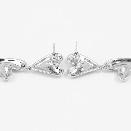 Серьги металл Сердца соединение, цвет серебро - Qf фото 2