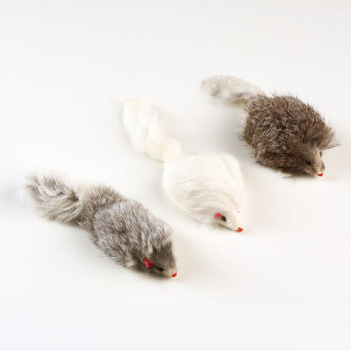 Цена за 30 шт. Мышь из натурального меха, 7,5 см, микс белая/серая, фасовка 30 шт - Пижон фото 5