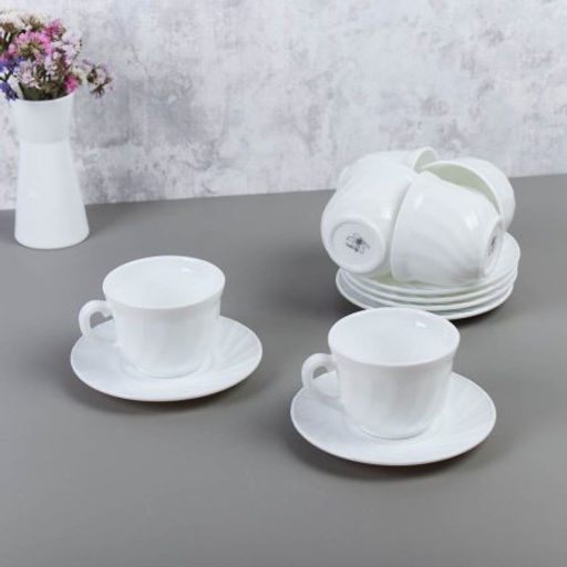 Чайный набор 12 предметов 200 мл белая А / XWB190HP55-6E (WHITE) /уп 8/ - Галеонтрейд фото 6