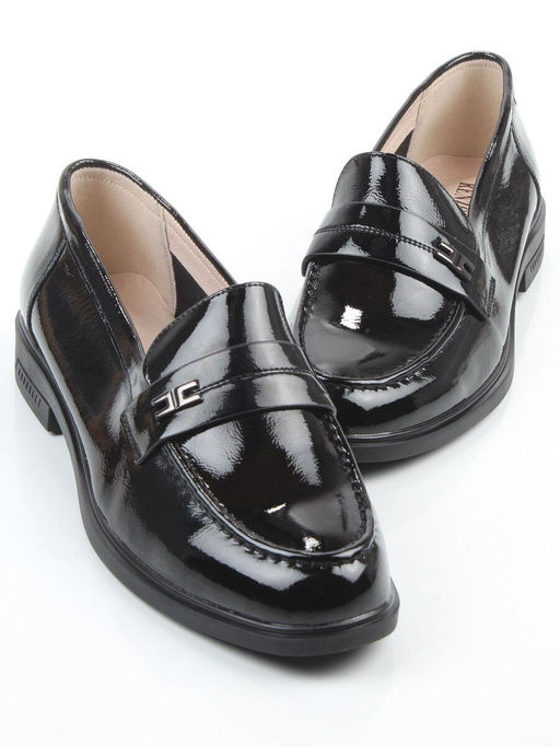 03-DEB17-3 BLACK Лоферы женские (натуральная кожа)