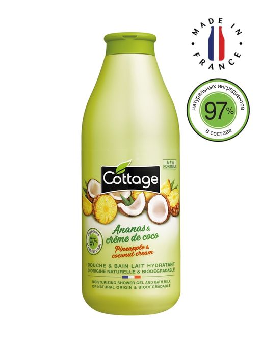 COTTAGE Увлажняющий гель для душа и пена для ванны 2в1 АНАНАС & КОКОС 750 мл  фото 2