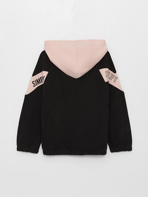 Kap??onlu Bask?l? Uzun Kollu K?z ?ocuk Fermuarl? Sweatshirt - Waikiki фото 2