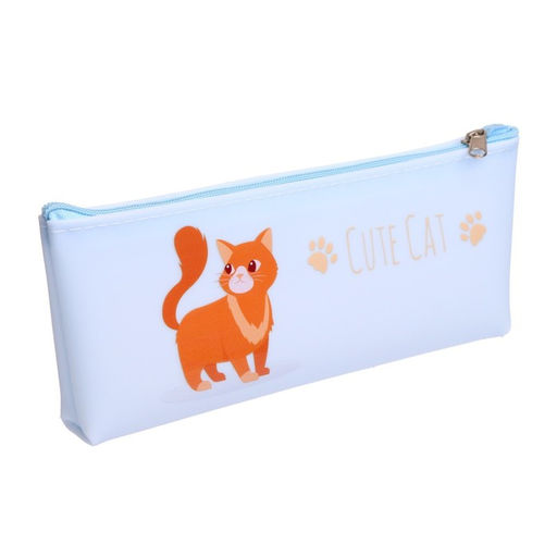 Пенал школьный на молнии «Кошка», МИКС