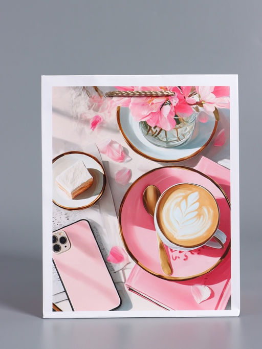 Пакет подарочный ламинированный, «Идеальный завтрак», розовый, 18×22.3×10 см