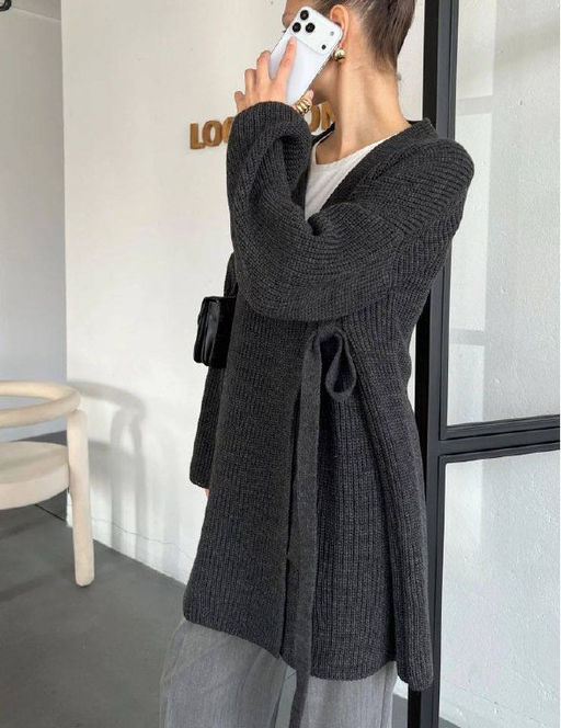 K13523 Кардиган OVER SIZE ТМ_СЕРЫЙ