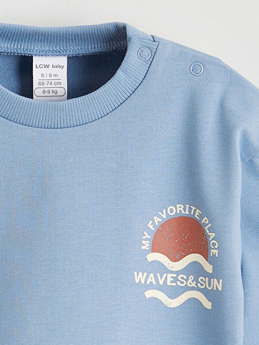 Bask?l? Erkek Bebek Sweatshirt Ve E?ofman Tak?m