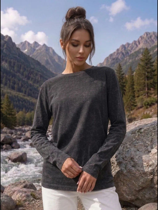 Лонгслив с эффектом варенка (хлопок 95%, лайкра 5%) - Binita фото 19