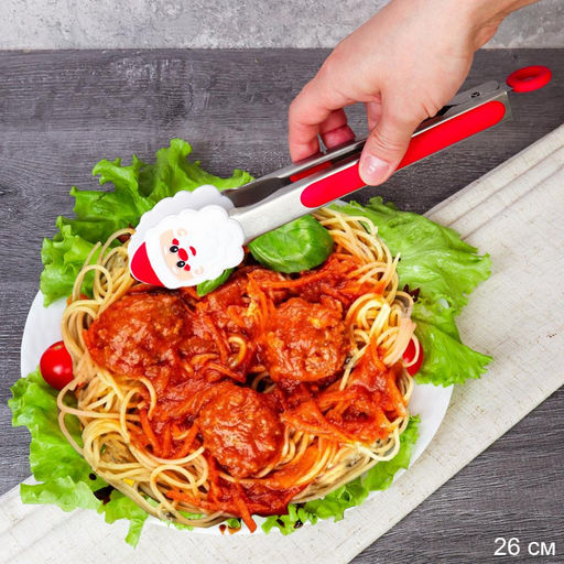 Щипцы для спагетти 26 см Новогодние / QT- 907 /уп 100/ 0,1/ 26х24,5х3/ ПРОМО АКЦИЯ