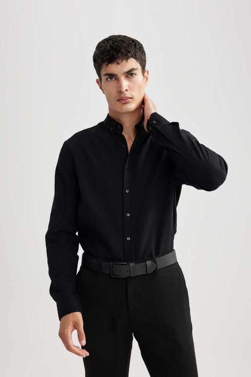 Текстурированная рубашка с длинным рукавом Modern Fit - Defacto фото 4