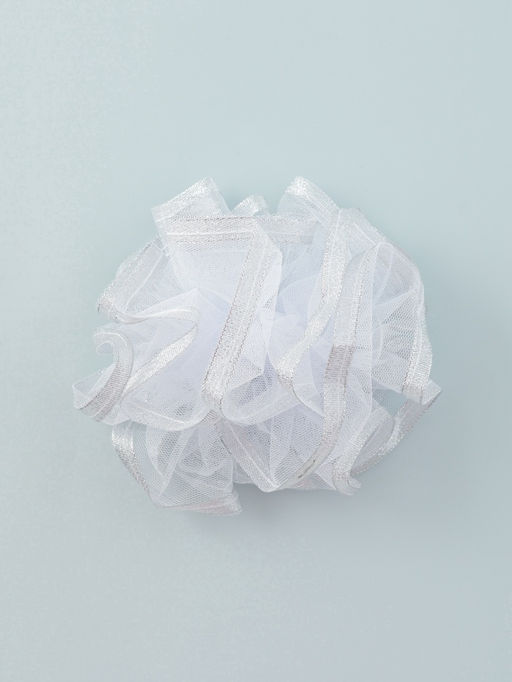 Цена за 6 шт. Бант для волос на резинке «Школьница», волна блеск, d=13 см, белый