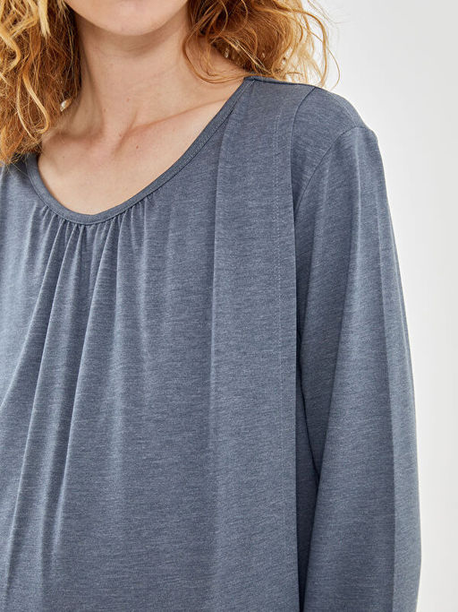 Bisiklet Yaka D?z Uzun Kollu Hamile Pijama Tak?m?