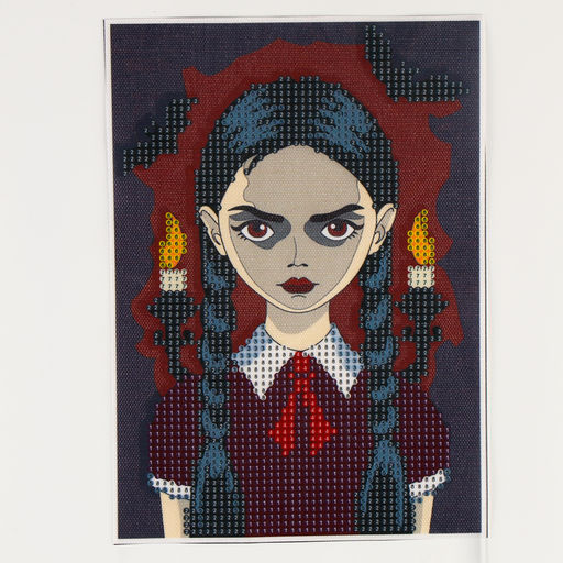 Алмазная мозаика с частичным заполнением на холсте «Мрачная девочка», 15×21 см