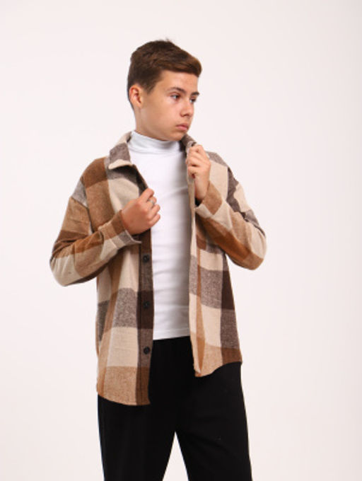 Рубашка Гранж коричневая клетка - Ладошки фото 20